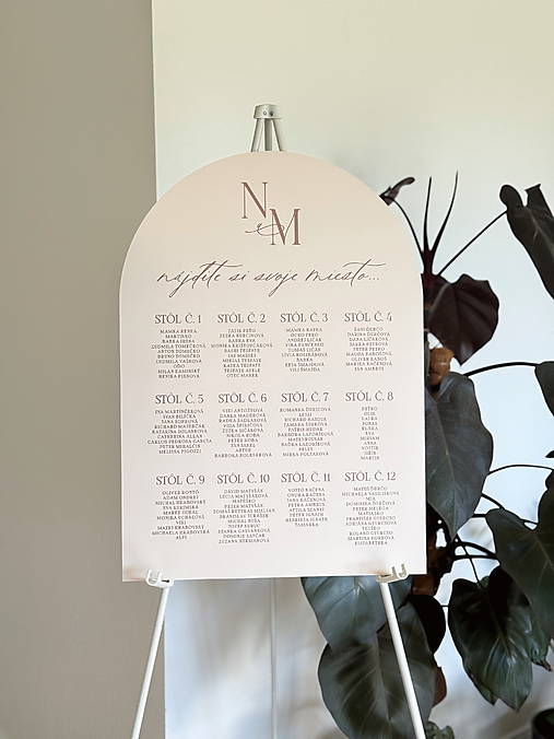 Papiernictvo - Zasadací poriadok svadobná tabuľa polkruh béžový - 17784323_