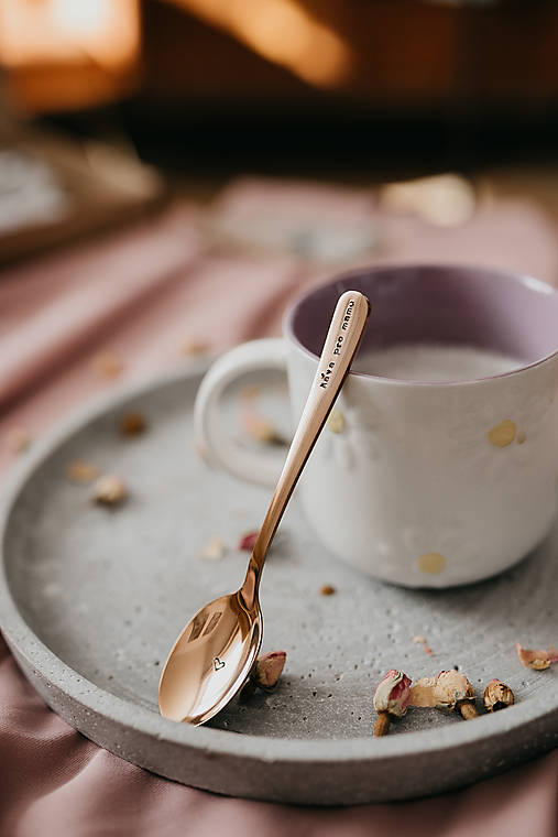 Príbory, varešky, pomôcky - Čajová lyžička "káva pre mamu" - 17785545_