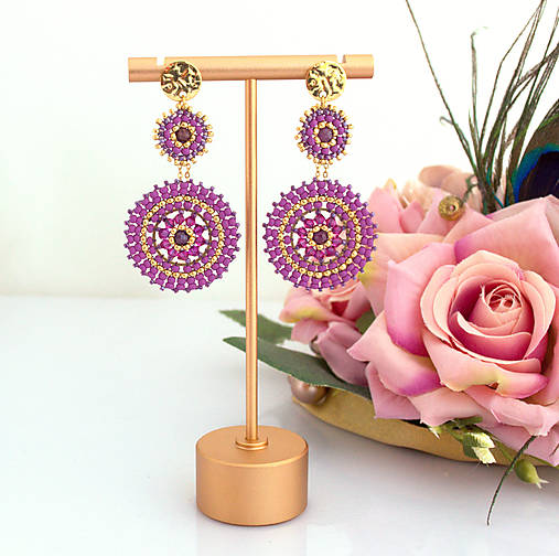 Okrúhle fuchsia náušnice
