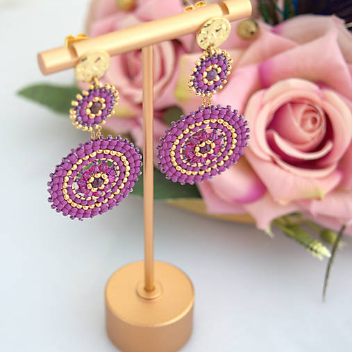 Okrúhle fuchsia náušnice