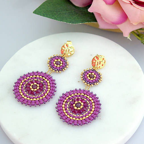 Okrúhle fuchsia náušnice