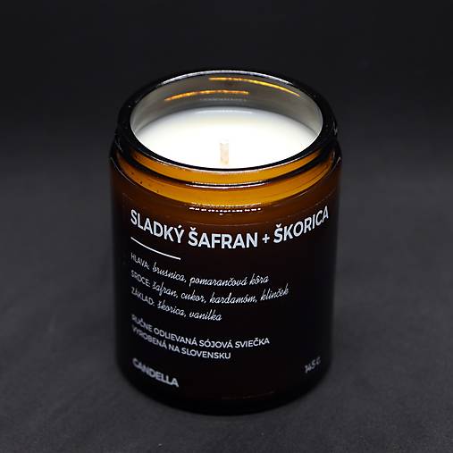 SLADKÝ ŠAFRAN + ŠKORICA sójová sviečka