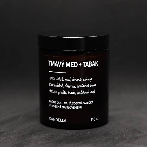 TMAVÝ MED + TABAK sójová sviečka