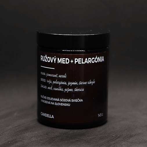 RUŽOVÝ MED + PELARGÓNIA sójová sviečka