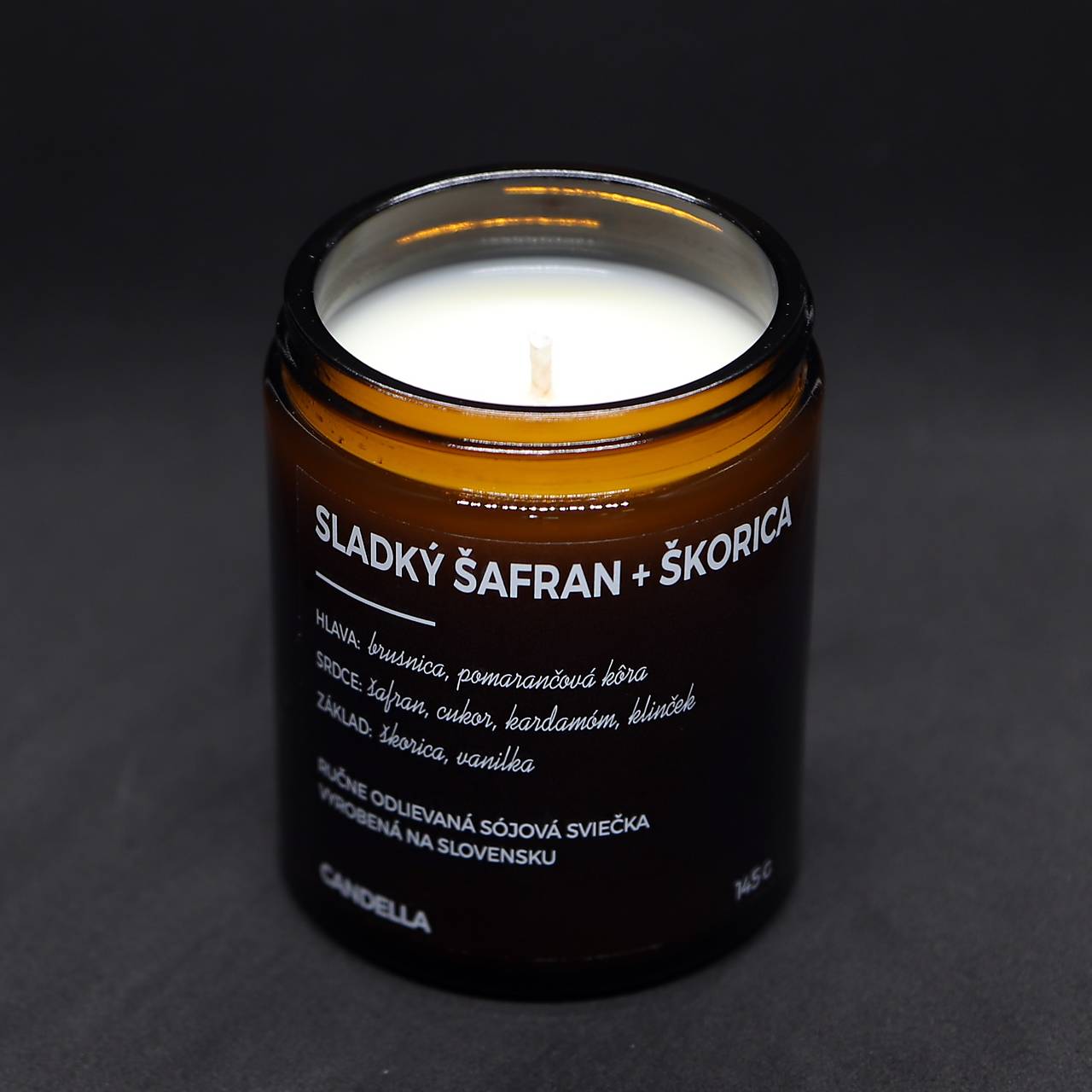 SLADKÝ ŠAFRAN + ŠKORICA sójová sviečka