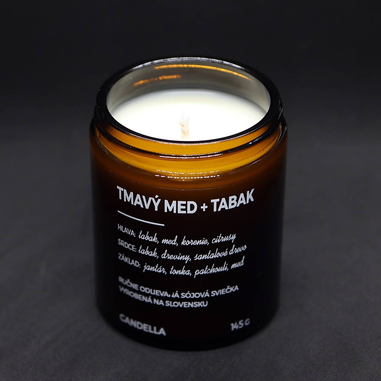 TMAVÝ MED + TABAK sójová sviečka