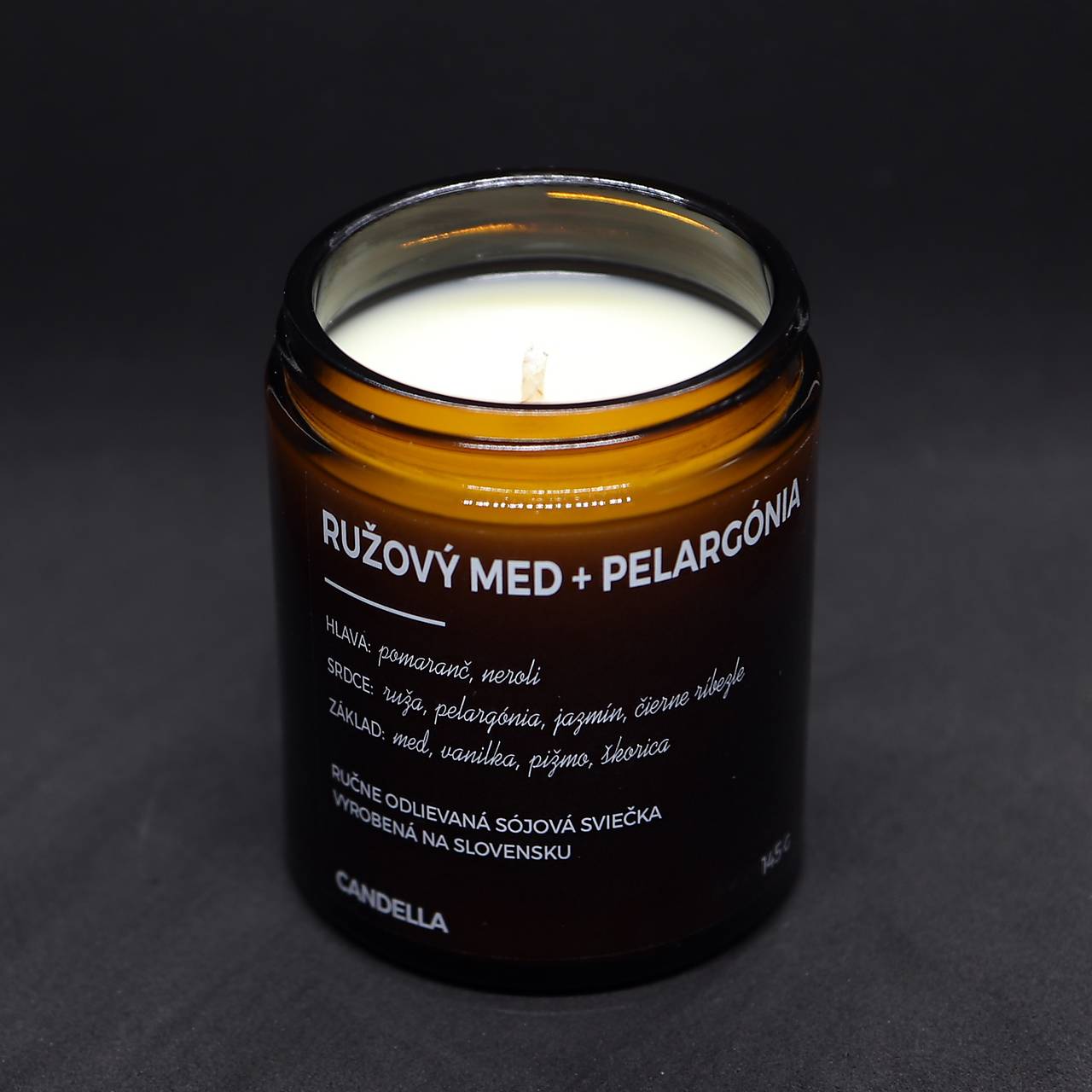 RUŽOVÝ MED + PELARGÓNIA sójová sviečka