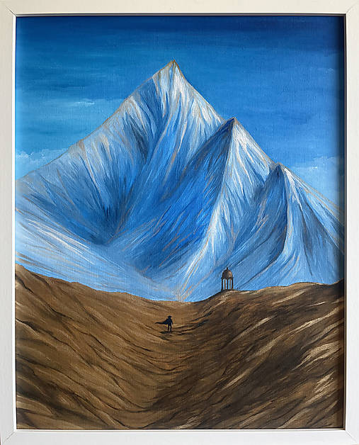 Obrazy - Pútnik, olejomaľba pre milovníka hôr - 17783530_