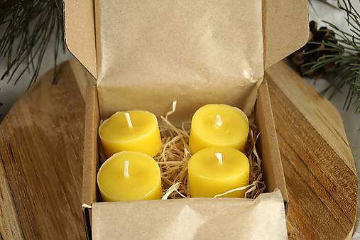 Sada 4 kusov Čajových sviečok z včelieho vosku bez obalu