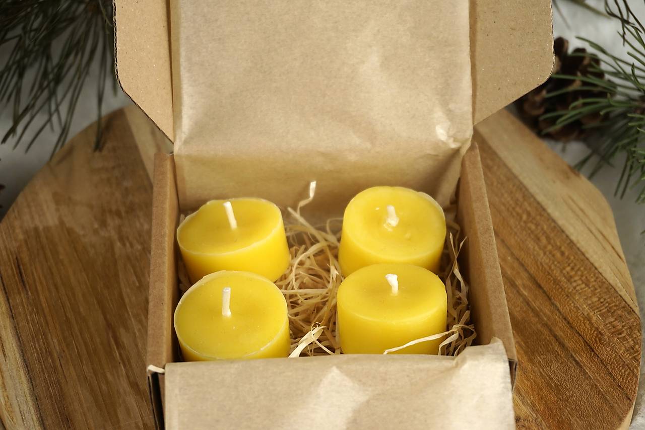 Sada 4 kusov Čajových sviečok z včelieho vosku bez obalu