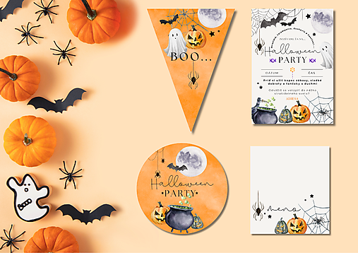 Papiernictvo - Halloween party set - bielo-oranžový - 17785507_