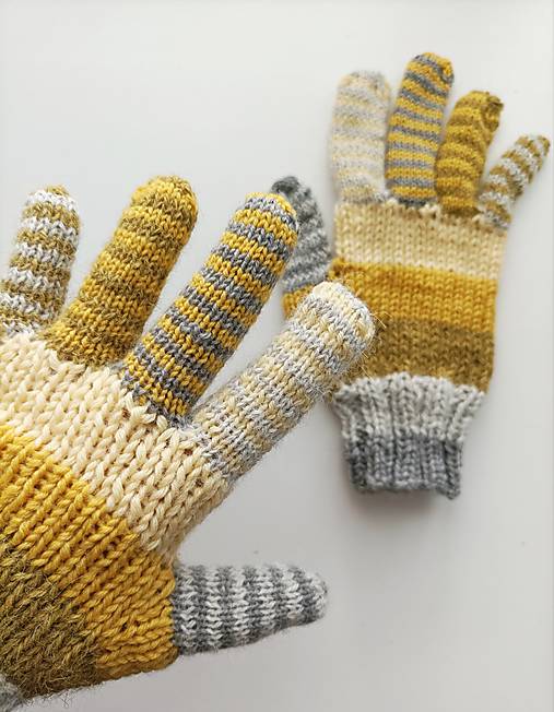 Rukavice - Rukavice žlto sivé  - 17787003_