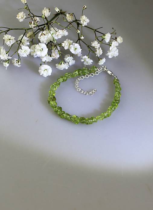 Náramky - Peridot - olivín náramok v striebre - 17788045_
