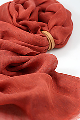 Šatky - Ľanová jesenná veľká oranžovočervená šatka - 17786605_