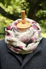 Šály a nákrčníky - Dámsky veľký dvojitý ľanový nákrčník s ružovo-fialovými kvetmi Poppy - 17787310_