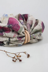 Šály a nákrčníky - Dámsky veľký dvojitý ľanový nákrčník s ružovo-fialovými kvetmi Poppy - 17787317_