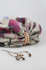 Šály a nákrčníky - Dámsky veľký dvojitý ľanový nákrčník s ružovo-fialovými kvetmi Poppy - 17787318_