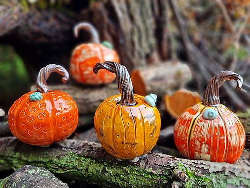 Dekorácie - Pumpkin Cognac keramická tekvica - 17786941_