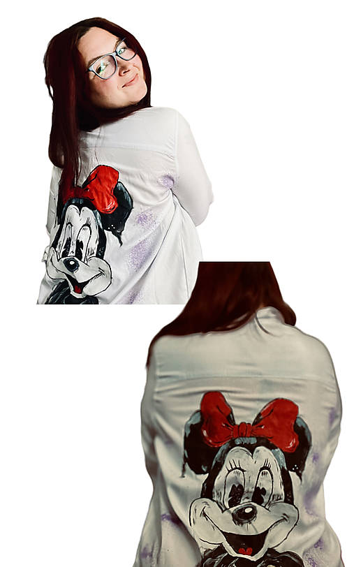 Ručne maľovaná Minnie — originálna, hravá, len jeden kus.