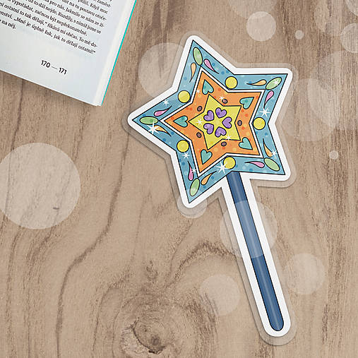 Papiernictvo - Záložka do knihy čarovná palička (modrozelená + pomarančová) - 17787858_