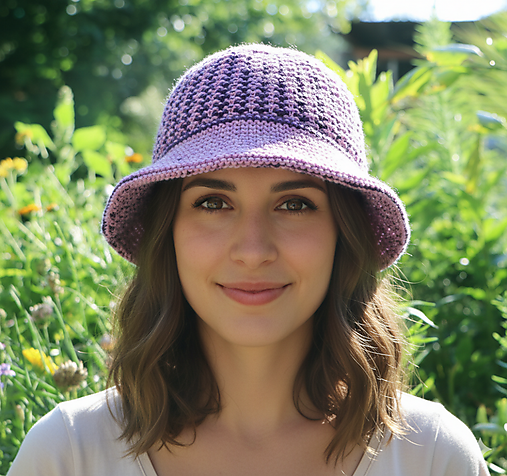 Čiapky, čelenky, klobúky - Bavlnený lila klobúčik - 17789723_