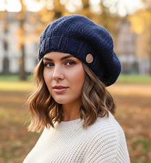 Čiapky, čelenky, klobúky - NATURAL WOOL - pletený baret (čiapka) - 17788828_