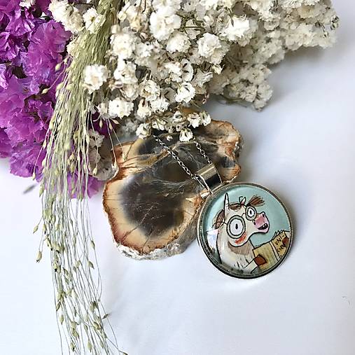 Náhrdelníky - Jednorožec knihomolka -medailón - 17789108_