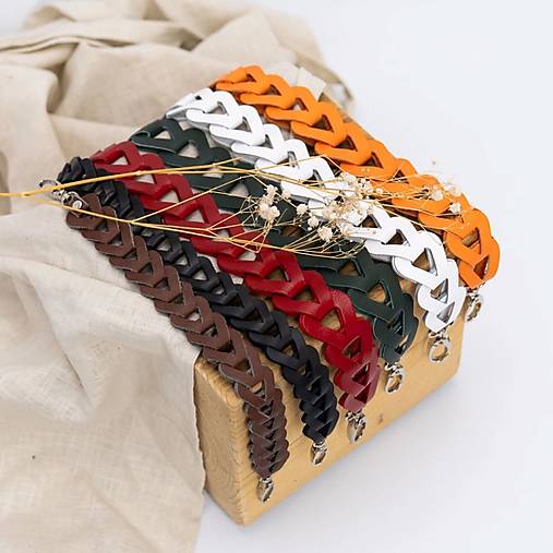 Iné doplnky - Kožený ozdobný popruh na kabelku - 17788320_