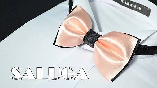 Pánske doplnky - Marhuľový pánsky alebo detský motýlik s čiernym - marhuľovočierny - 17790385_