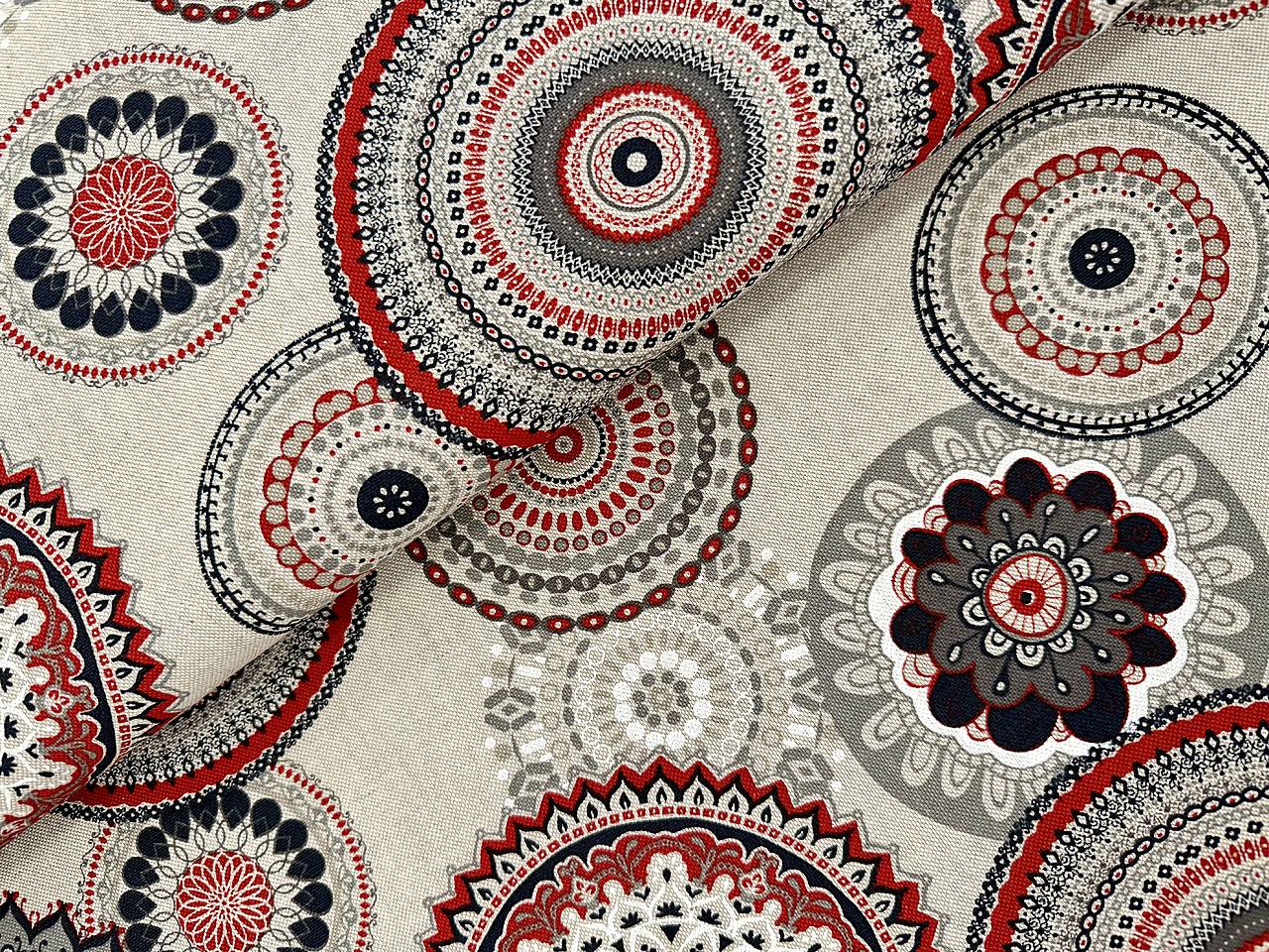 BAVLNA DEKOR TALIANSKO / ČERVENÁ MANDALA