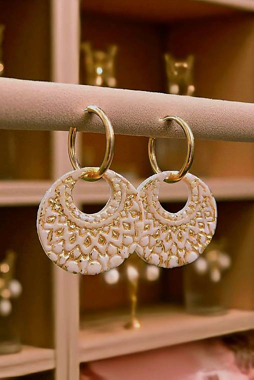 Náušnice - Visiace náušnice s ornamentami, nerezová oceľ - 17788590_