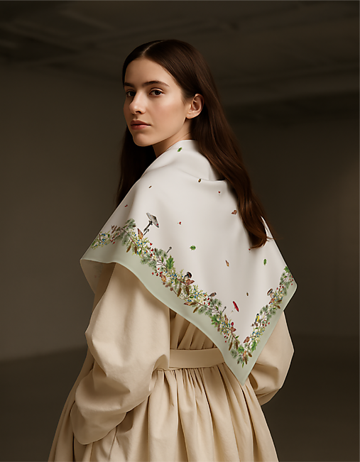 Šatky - Saténová šatka FOREST - Personalizovaná // Autorský dizajn - 17791691_