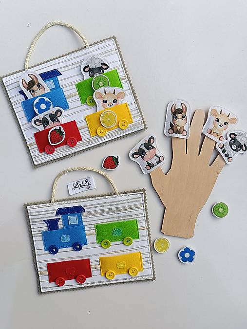 Hračky - Vláčik so zvieratkami - quiet book karta - 17793478_