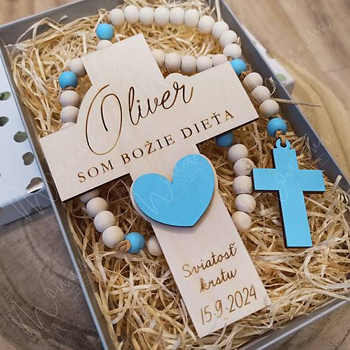 Dekorácie - Darčekový set ku krstinám "Chlapec" (Klasická výroba (odoslanie 7 dní)) - 17792898_