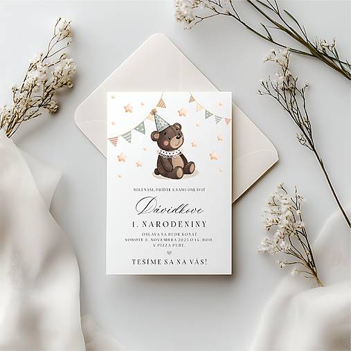 Papiernictvo - Pozvánka na narodeninovú oslavu macko hnedý - 17794392_