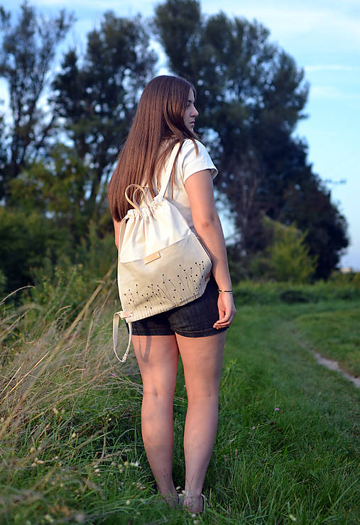 Batoh (bavlna, ľan, koža)  LÚKA white