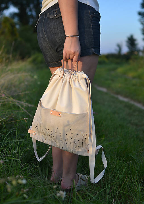 Batoh (bavlna, ľan, koža)  LÚKA white