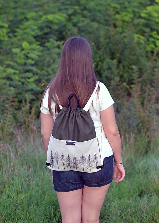 Batoh (bavlna, ľan, koža) Natural STROMČEKY2