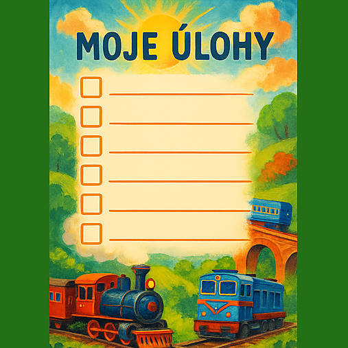 Papiernictvo - PDF - Zoznam úloh / TO-DO list pre deti - Vlaky - 17794318_