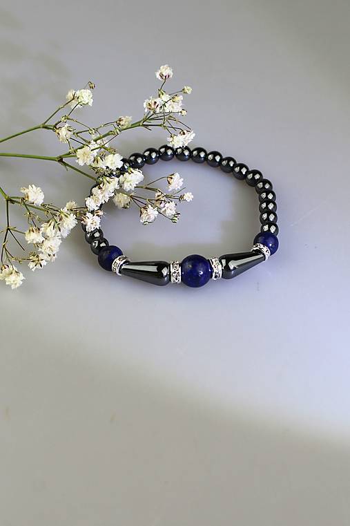 Náramky - hematit s lapisom náramok  - 17796118_