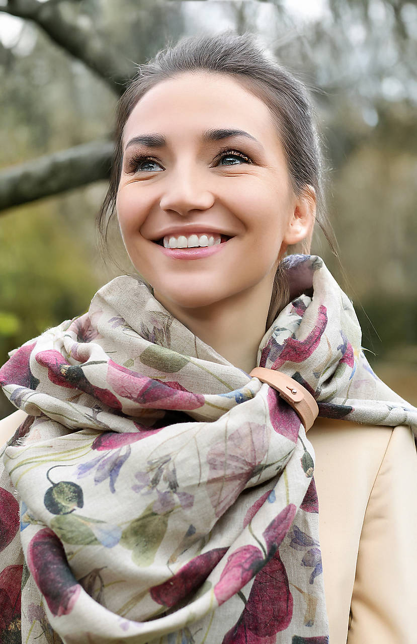 Elegantná prírodná ľanová šatka pre dámy 45x185cm