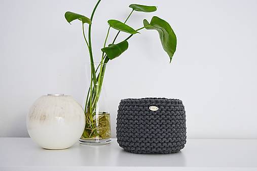 Úložné priestory & Organizácia - Pletený košík - tmavosivá - 17795865_