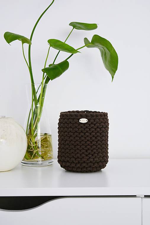 Úložné priestory & Organizácia - Pletený košík - tmavohnedá - 17795874_