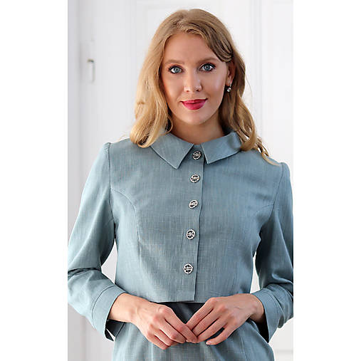 Saká - Sienna - ľanové sako, šedo zelené - 17794269_