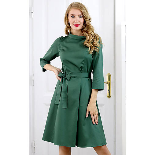 Šaty - Grace - princezové šaty s límčekom, zelené - 17795657_