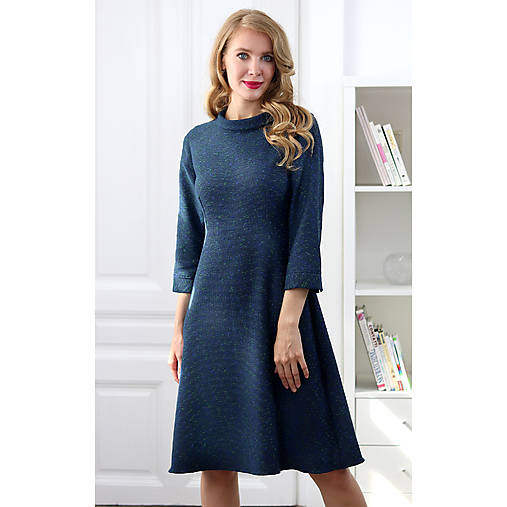 Šaty - Celine - luxusné šaty z talianskej kostýmovky, modré - 17795923_