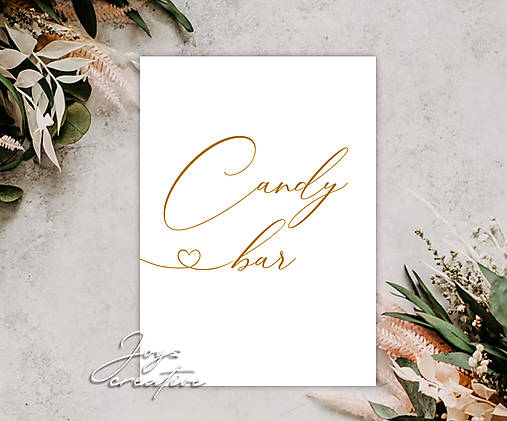 Plagát do candy baru, sladkého bufetu, zlatý so srdiečkom B19
