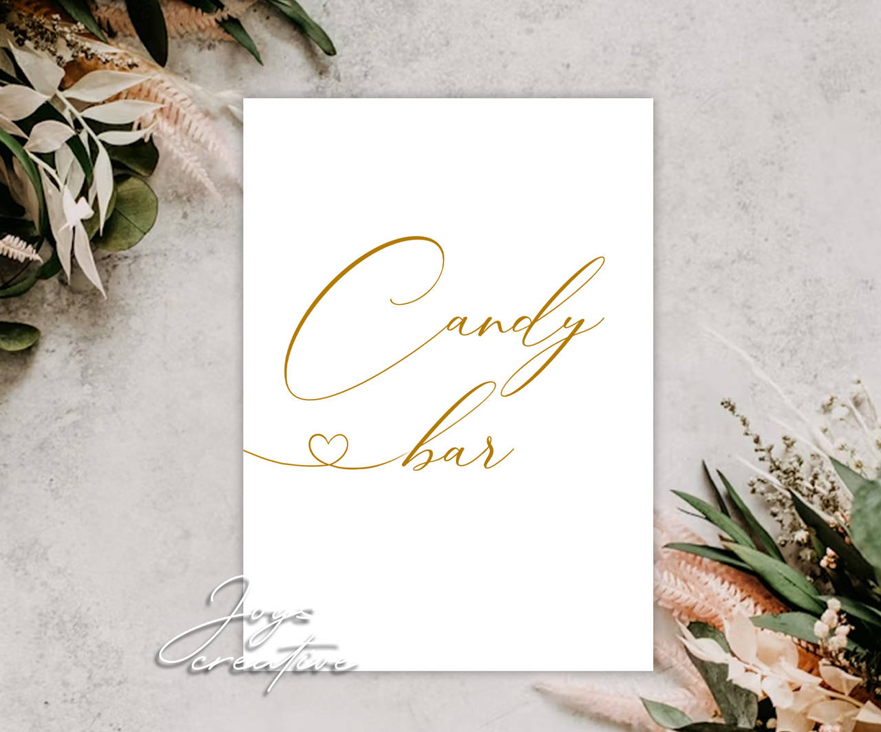 Plagát do candy baru, sladkého bufetu, zlatý so srdiečkom B19