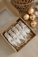 Dekorácie - Box vianočných ozdôb ŠKRIATOK (Béžová) - 17794580_