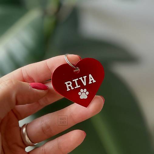 Pre zvieratá - Známka pre psa - červené srdiečko - 17794634_